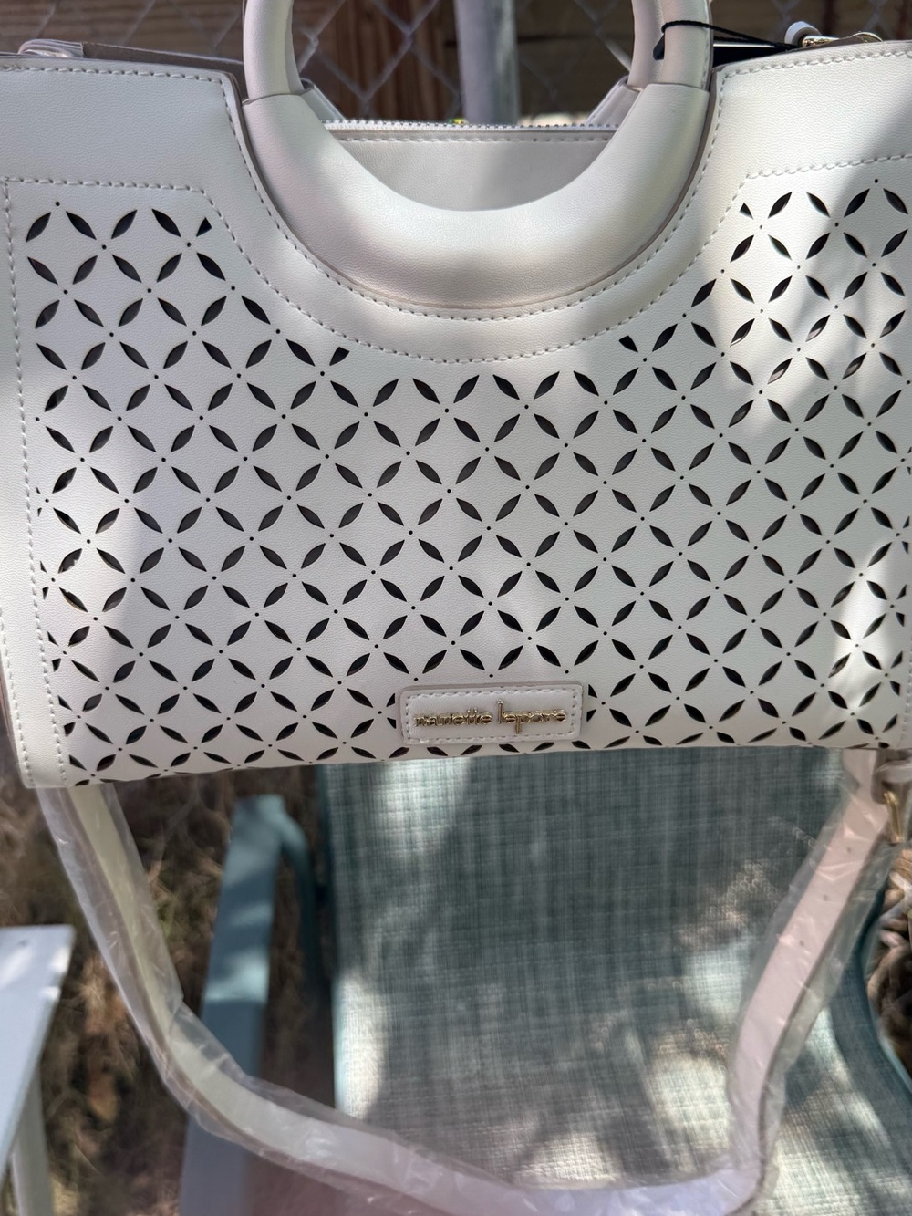 Nanette Lepore White Perforated Shoulder Bag
